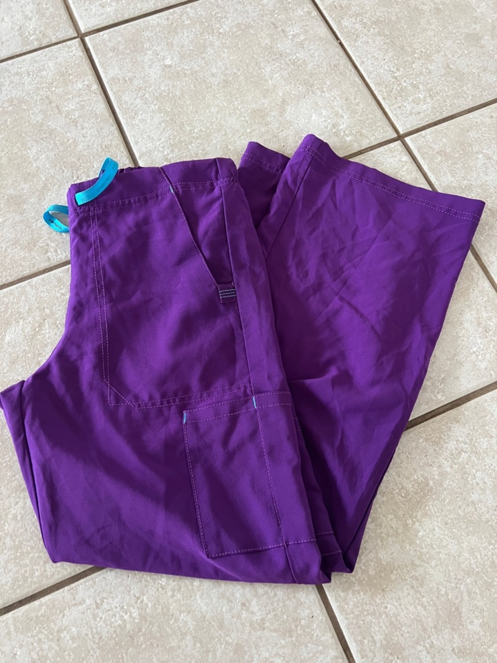 Carhartt Women’s Scrub Pants in Vibrant Purple with Teal Trim